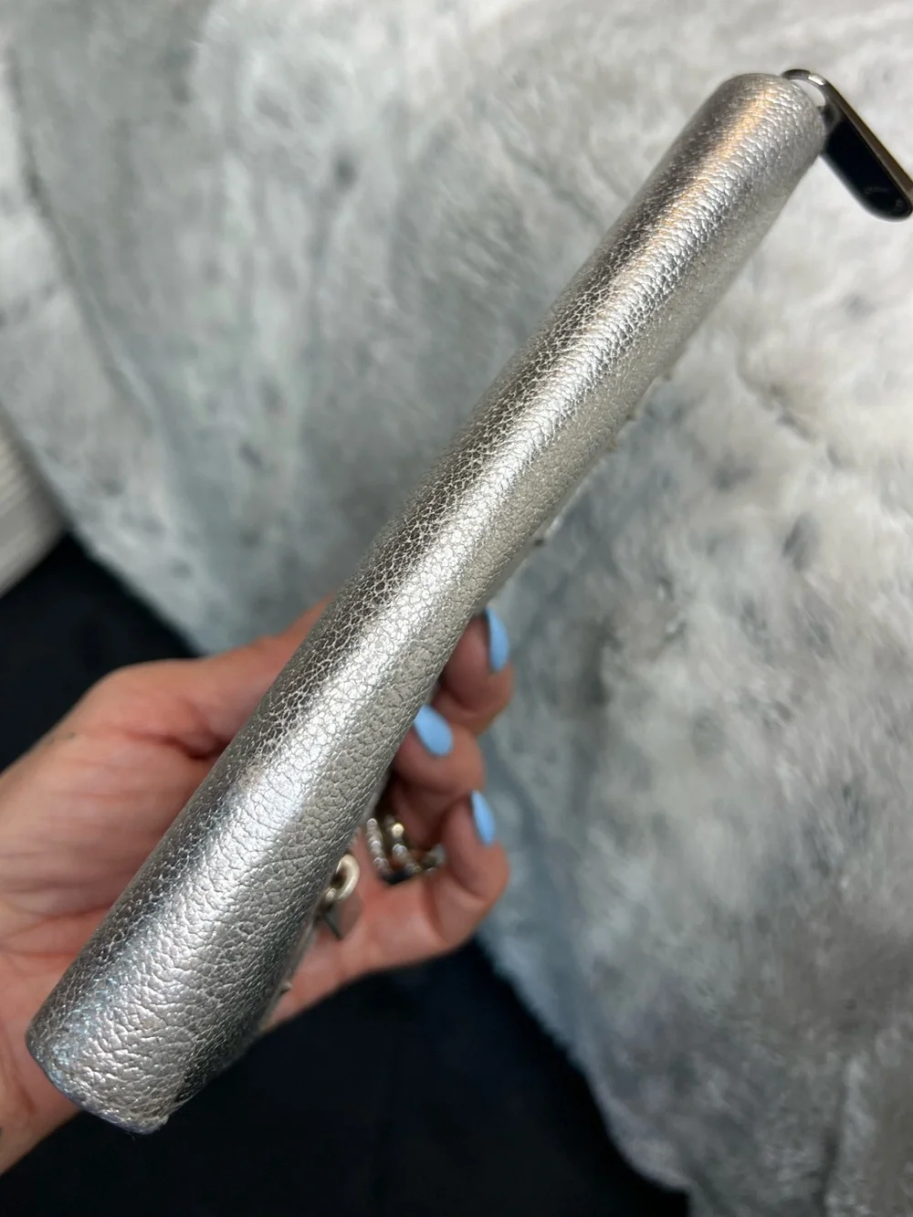 Louis Vuitton Silver Metallic Suhali Zip Wallet with Front Zip Pocket